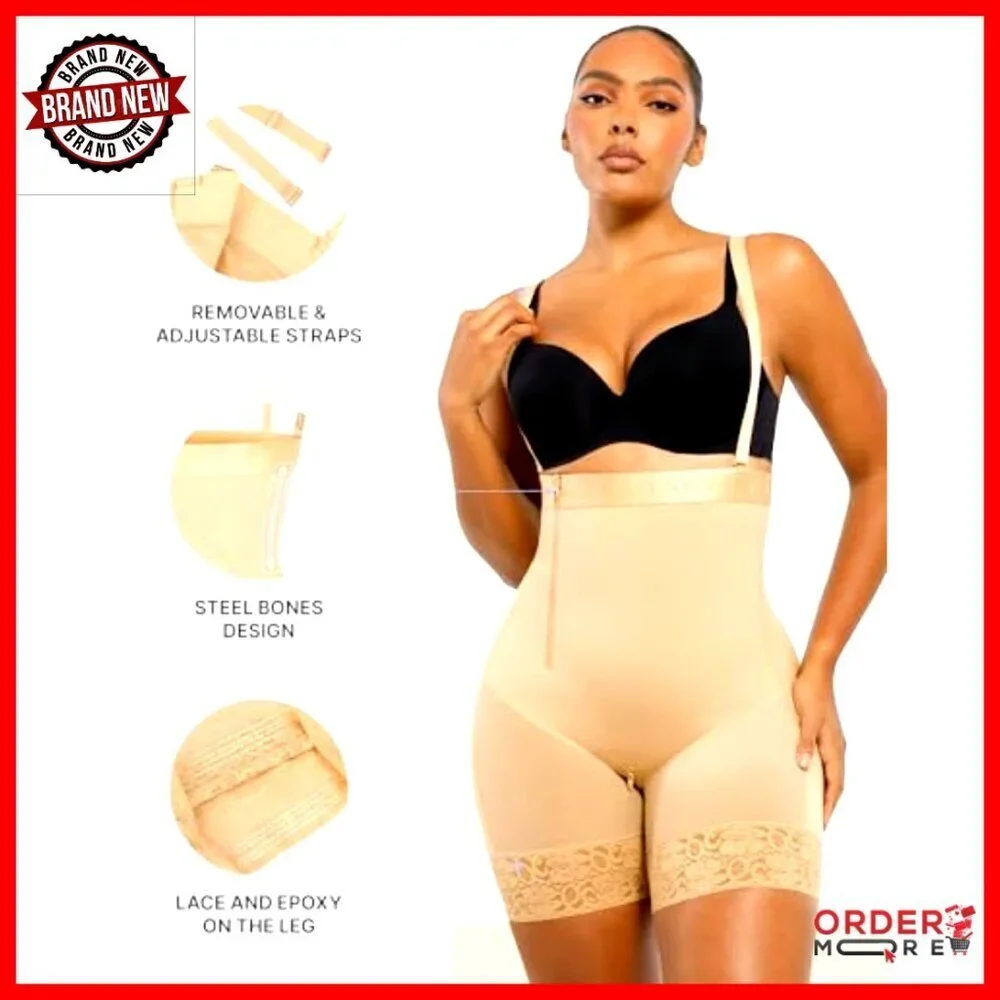 Tummy Control Shapewear Bodysuit Butt Lift Waist Support Zipper Crotch